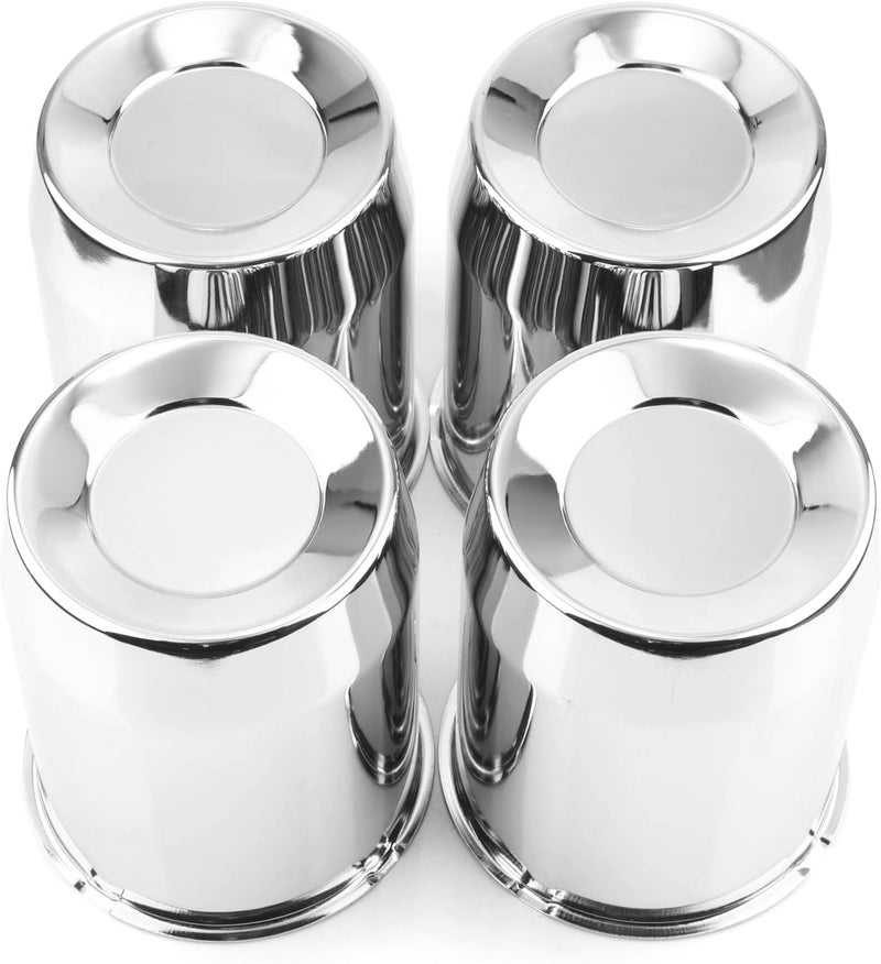 RTRHINOTUNING 4PCS 5.15" 130mm Push Through Center Caps Wheel Hub Caps for 5.15in Truck Trailer Wheel Center Holes 6.46" Height Chrome - Image 1
